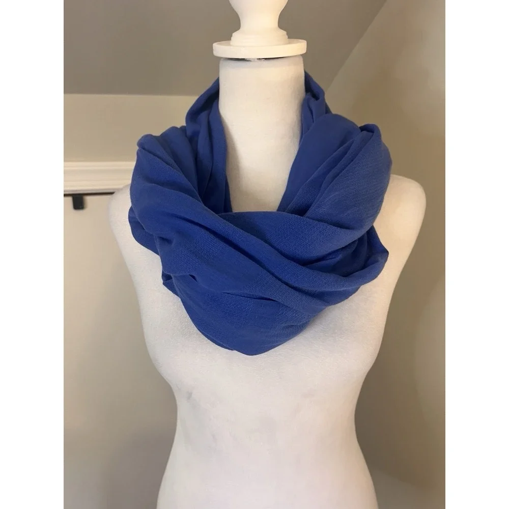 Eileen Fisher Rectangle Long Blue Organic Cotton Scarf